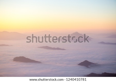 Morning mist beautiful mountains, Chiang Rai province, Thailand