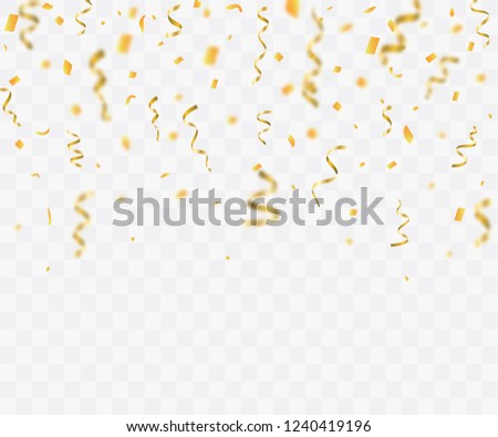 Colorful bright confetti isolated on transparent background.