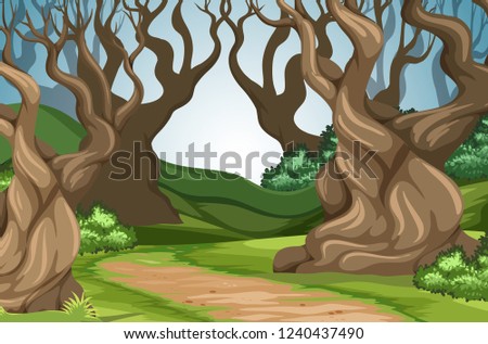 Road in the forest illustration