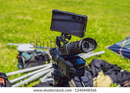 a professional cinema camera on a commercial production set
