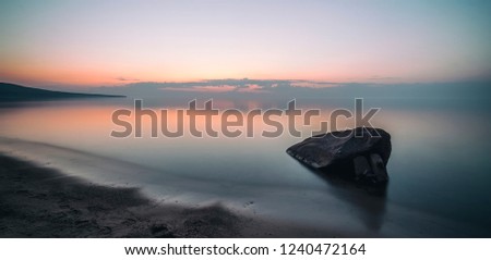 Lake Superior rock at sunset