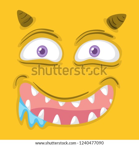 Yellow monster facial expression illustration