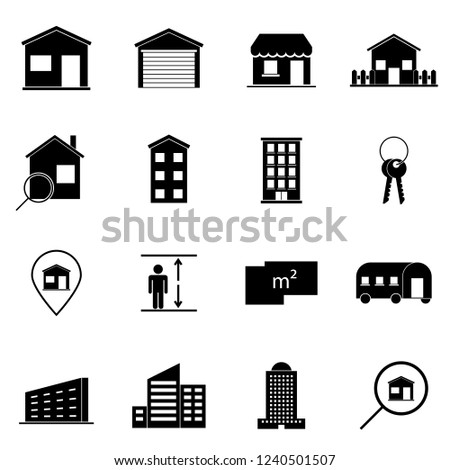 Real estate icons on white background, stock vector