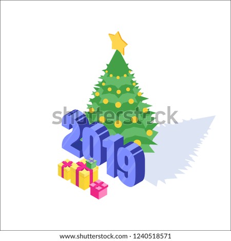 Christmas, New year isometric icon. Vector illustration
