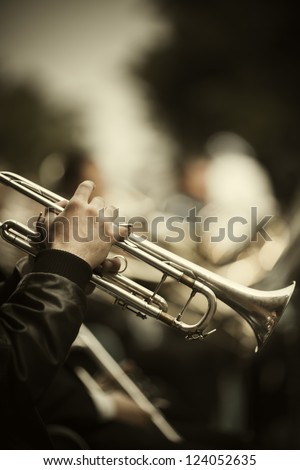 jazz band playing on the street Royalty-Free Stock Photo #124052635