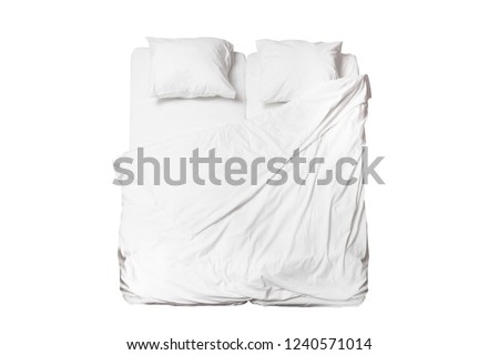 Empty double bed top view Royalty-Free Stock Photo #1240571014