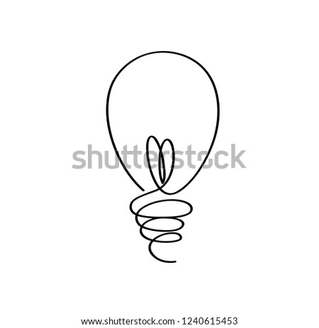 Light bulb icon with concept of idea. Vector isolated on white background. Contour line.