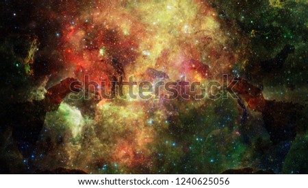 Nebula and galaxy in space. Starry sky. Elements of this image furnished by NASA.