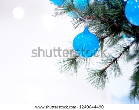  Christmas tree and blue balls to decorate chrismas party and happy new year background