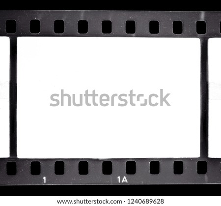 real macro photo of 35 mm black and white film strip on dark background, just blend in your content, retro placeholder