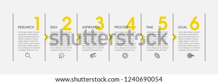 Vector Infographic thin line design with icons and 6 options or steps. Infographics for business concept. Can be used for presentations banner, workflow layout, process diagram, flow chart, info graph Royalty-Free Stock Photo #1240690054