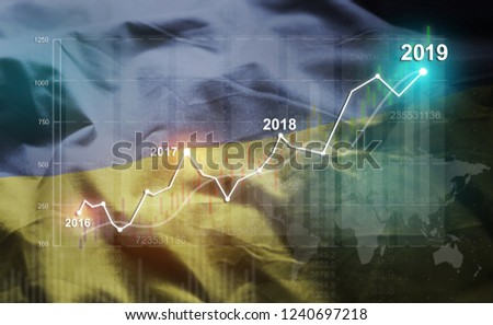 Growing Statistic Financial 2019 Against Ukraine Flag