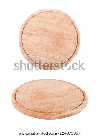 wooden  tray for meat and vegetable on white background Royalty-Free Stock Photo #124075867
