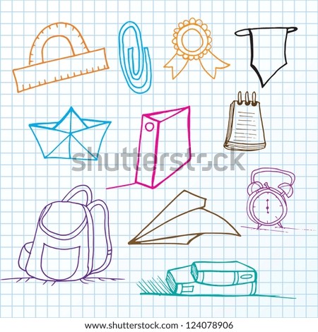 Back To school set of lines Icons. Vector