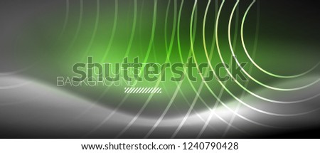 Neon circles abstract background, shiny lines, vector techno design