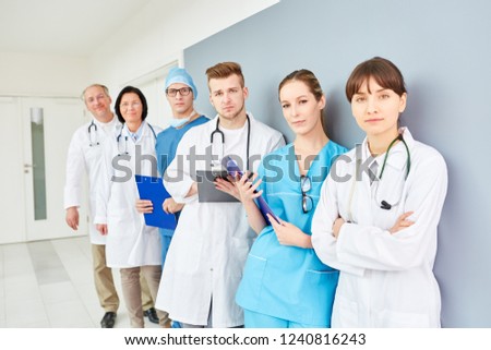Team of doctors as group with competence in clinic or hospital