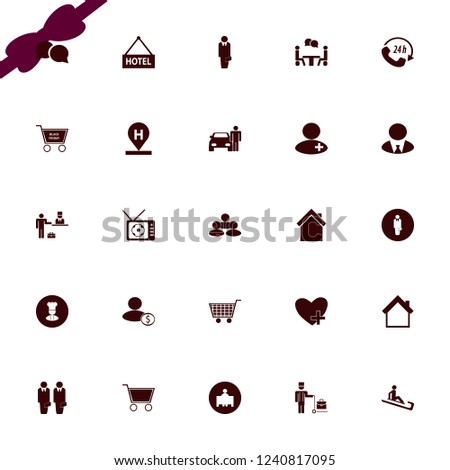 smiling icon. smiling vector icons set chef, hotel location, man riding sleigh and favorites