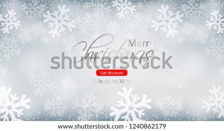 Merry Christmas winter sale brochure Vector. Snowflakes backgrounds