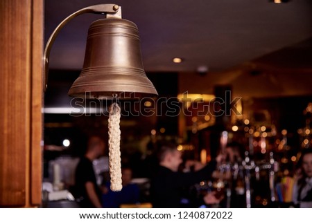 Sea bell close-up on a dark background of the bar. Royalty-Free Stock Photo #1240872022