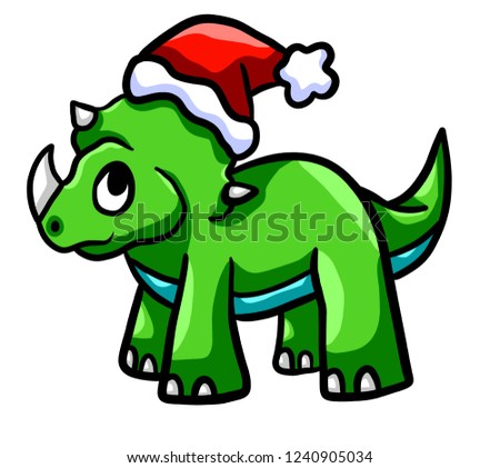 Digital illustration of a happy Christmas dinosaur