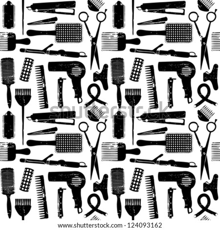 Scratched hair styling related seamless pattern