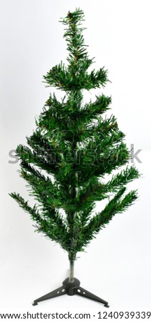Christmas tree decorated on the white background.