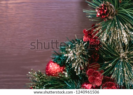 Christmas decoration on wood texture