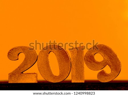 New year concept. Happy New Year Banner with Gold 2019 Numbers. Creative background 2019. 