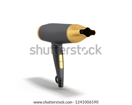 Black hair dryer 3d render on white