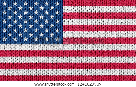 USA national flag blended on white knitted background