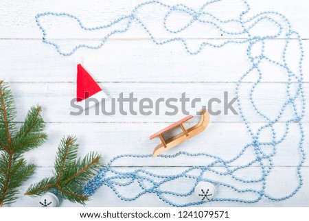 Christmas decoration frame background on old white wood table
