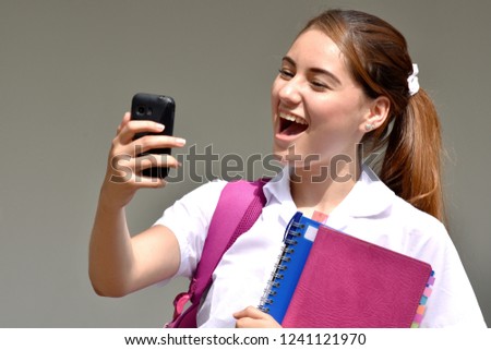Selfie Of Cute Colombian Person Wearing School Uniform