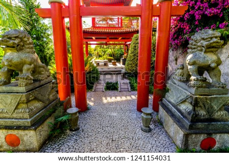 The japanese themed tropical garden outside of Funchal on the island of Maderia - Portugal