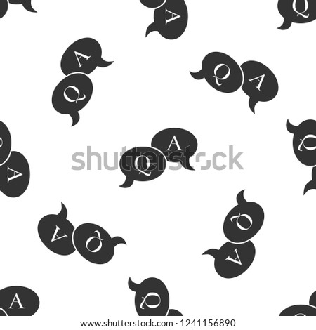 Question and Answer mark in speech bubble icon seamless pattern on white background. Q and A symbol. Flat design. Vector Illustration