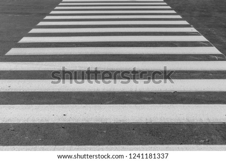 Close - up zebra crossing from empty street