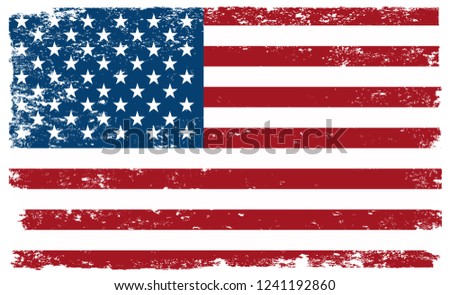 Grunge flag of United States.Vector dirty American flag.