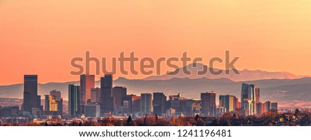 Denver skyline and the Pikes Peak at sunset - Super High Resolution Image 