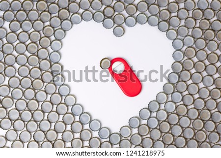 Glass bottle caps, heart shaped text field bottle opener