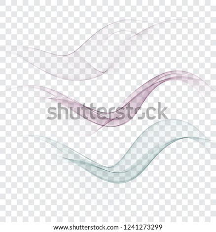Abstract wavy lines in the form of a wave. A vectorial set of waves. An illustration of smoke or water.