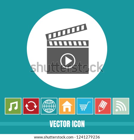 very Useful Vector Icon Of Movie Clapper with Bonus Icons Very Useful For Mobile App, Software and Web