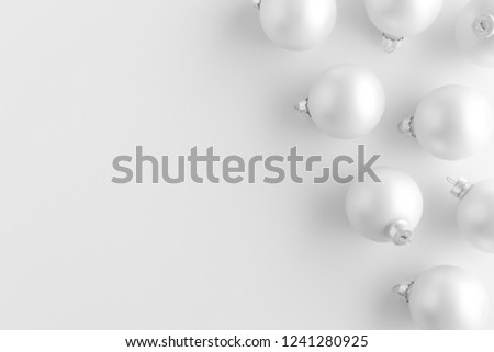 Top view of a multiple white matte christmas balls.