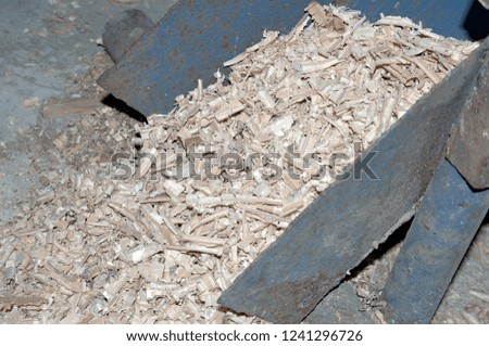 wood chips and sawdust after cutting boards