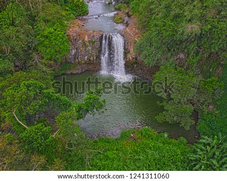 Aerial view of 'Minissy' waterfall (Cascade Minissy) located in Moka, Mauritius