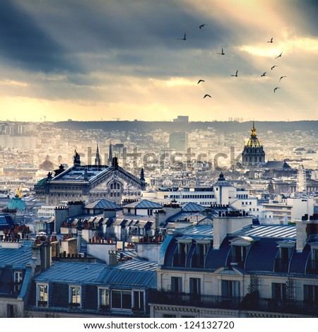 Paris cityscape taken from Montmartre Royalty-Free Stock Photo #124132720