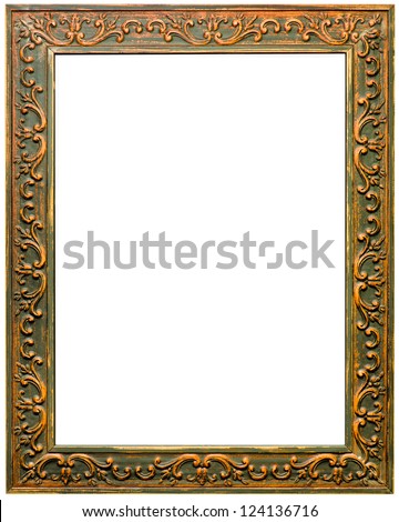 Beautiful antique carved frame isolated on white background