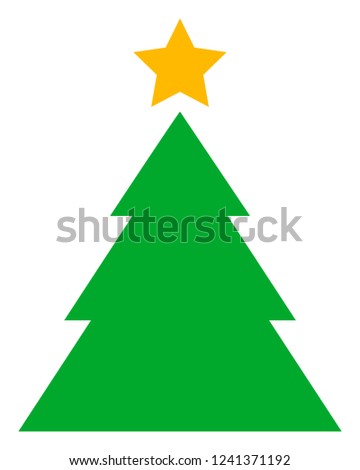 Christmas tree vector icon symbol. Flat pictogram is isolated on a white background. Christmas tree pictogram designed with simple style.