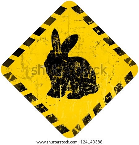 easter bunny warning sign, vector illustration
