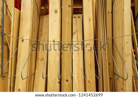 Wood boards building construction material for sale in a store