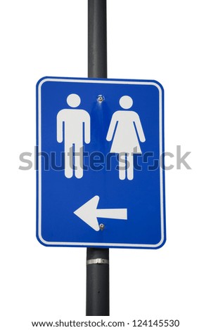 Sign indicating direction to the toilets