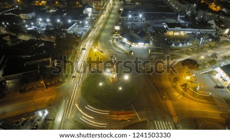 night photography in long exposition made at midnight in the city of Curitiba in Brazil, by drone in high resolution and quality.